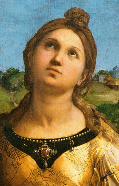St. Cecilia Surrounded by St. Paul, St. John the Evangelist, St. Augustine and Mary Magdalene, (detail) by Raffaello Sanzio Raphael